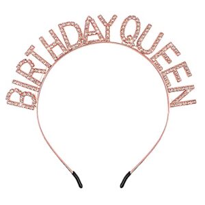 aoprie birthday crown for women rose gold birthday tiara for girls birthday queen headband princess crown rhinestone happy birthday accessories