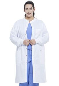 dickies men & women scrubs lab coat 43" snap front gd360, m, white