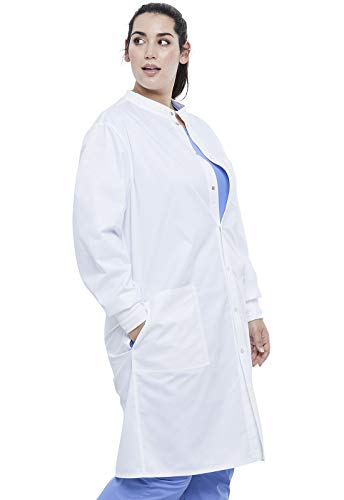 Dickies Men & Women Scrubs Lab Coat 43" Snap Front GD360, M, White
