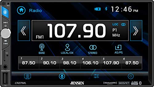 Jensen CR271ML 7 inch LED Digital Multimeda Touch Screen Double Din Car Stereo | SiriusXM-Ready l Push to Talk Assistant | Backup Camera Input | Bluetooth | USB Fast Charging | microSD