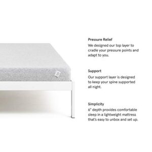 Nod by Tuft & Needle 6-Inch Twin Mattress, Adaptive Foam Bed in a Box, Responsive and Supportive, CertiPUR-US, 100-Night Sleep Trial, 10-Year Limited Warranty,Grey