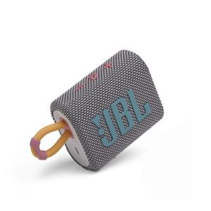 jbl go 3: portable speaker with bluetooth, built-in battery, waterproof and dustproof feature - gray (jblgo3gryam) (renewed)