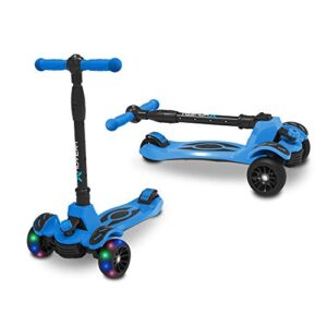 Hover-1 Vivid Folding Kick Scooter for Kids (5+ Year Old) | Features Lean-to-Turn Axle, Solid PU Tires & Slim-Design, 110 LB Max Load Capacity, Safe, Blue