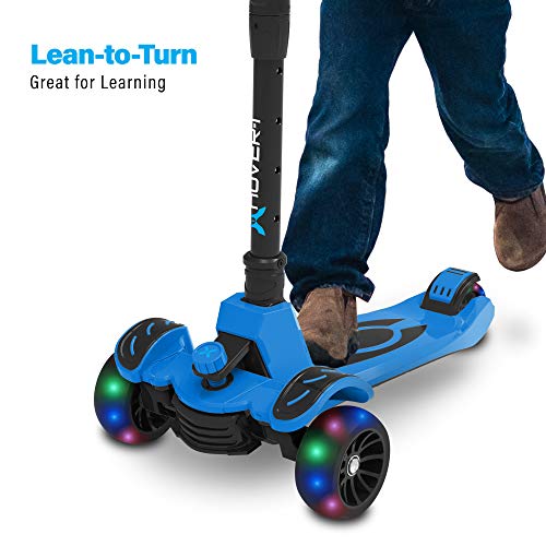 Hover-1 Vivid Folding Kick Scooter for Kids (5+ Year Old) | Features Lean-to-Turn Axle, Solid PU Tires & Slim-Design, 110 LB Max Load Capacity, Safe, Blue