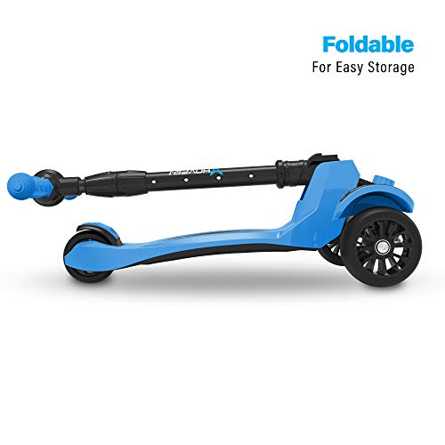 Hover-1 Vivid Folding Kick Scooter for Kids (5+ Year Old) | Features Lean-to-Turn Axle, Solid PU Tires & Slim-Design, 110 LB Max Load Capacity, Safe, Blue