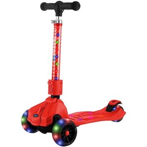 hover-1 ziggy folding kick scooter for kids (5+ year old) | features lean-to-turn axle, solid pu tires & slim-design, 110 lb max load capacity, safe, red