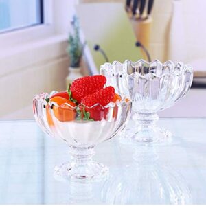 Small Footed Tulip Clear Glass Dessert Bowls 4oz,100ml Cute Dessert Cups for Sundae,Fruit,Salad,Snack,Cocktail,Condiment,Ice Cream Cups All Purpose Serving Bowls,Trifle Tasters Bowls For Party 8pcs