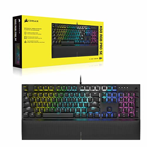 Corsair K60 RGB Pro SE Mechanical Gaming Keyboard - CHERRY Mechanical Keyswitches - Durable Aluminum Frame - Customizable Per-Key RGB Backlighting (Renewed)