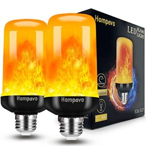 hompavo 【upgraded】 led flame light bulbs halloween decorations, 4 modes flickering light bulbs with upside down effect, e26/e27 base flame bulb for christmas party home indoor & outdoor (2 pack)