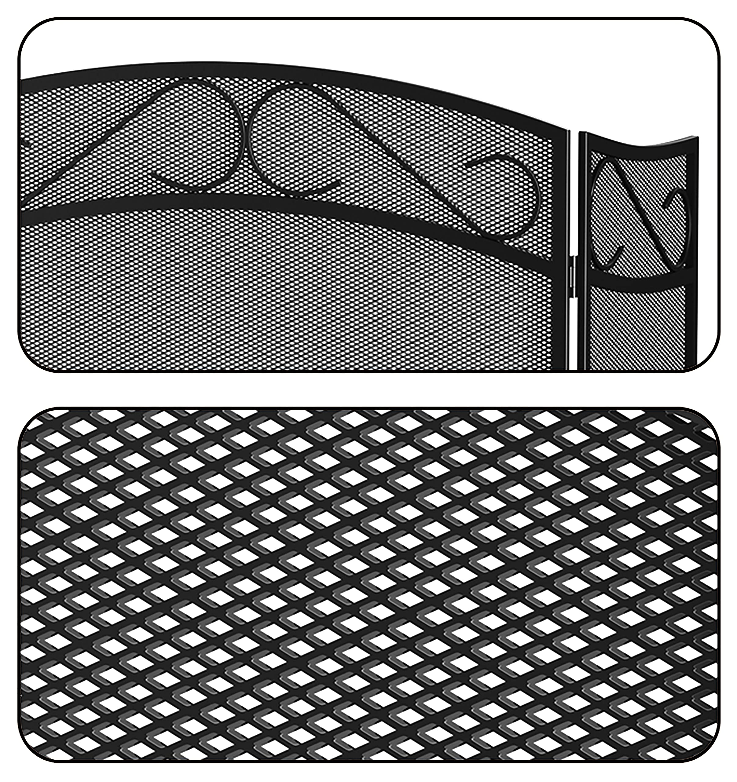 Fire Beauty Fireplace Screen for Wood Burning Fireplace Foldable 3 Panel Wrought Iron Fireplace Cover with Protective Mesh Fire Spark Guard for Indoor Outdoor Flat Guard Fire Screens Black