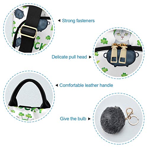 ALAZA Cute Cat Kitten Shamrocks Leaf St Patrick Backpack Purse for Women Anti Theft Fashion Back Pack Shoulder Bag