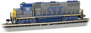 bachmann trains - gp38-2 - dcc econami sound value-equipped locomotive - csx #2503 yn1 scheme with dynamic brakes - n scale (66852)