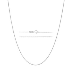 kisper sterling silver box chain necklace – thin, dainty, 925 sterling silver jewelry for women & men with spring ring clasp – made in italy, 18”
