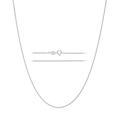 KISPER Sterling Silver Box Chain Necklace – Thin, Dainty, 925 Sterling Silver Jewelry for Women & Men with Spring Ring Clasp – Made in Italy, 18”