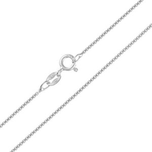 KISPER Sterling Silver Box Chain Necklace – Thin, Dainty, 925 Sterling Silver Jewelry for Women & Men with Spring Ring Clasp – Made in Italy, 18”