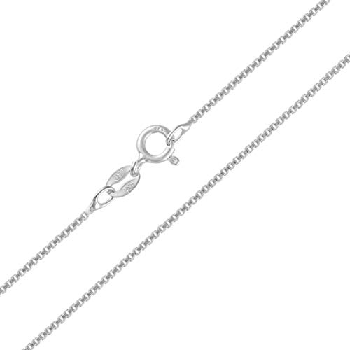 KISPER Sterling Silver Box Chain Necklace – Thin, Dainty, 925 Sterling Silver Jewelry for Women & Men with Spring Ring Clasp – Made in Italy, 18”