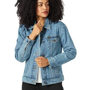 Wrangler Women's Relaxed Fit Memory Maker Jean Jacket, Basin, Large