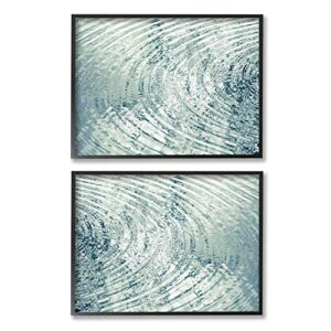 stupell industries symmetrical ripples in water blue light reflection, designed by maggie olsen black framed wall art, 2pc, each 16 x 20, off- white