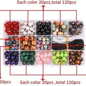 Fishdown 290 Pcs Mixed Stone Beads for Jewelry Making Kit, Crystal Beads Set Chakra Healing Beads, Loose Beading Gemstone Beads Wooden Beads Assortment for Bracelets Necklace Making DIY Kit