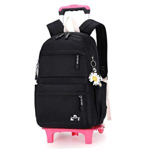 lamografy rolling backpack for kids elementary students with wheel travel backpack girls solid color school bag