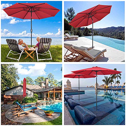 Yescom 9Ft UV50+ Aluminum Outdoor Table Patio Umbrella with Crank Tilt 3000PA Sunshade Deck Yard Garden Pool Balcony