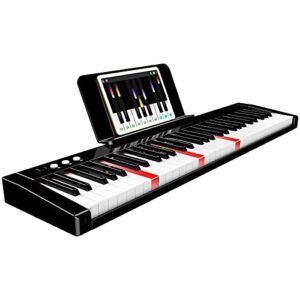 61 key electric keyboard piano full size keys portable complete digital electronic music piano set lighted keys with built-in speakers & keynote stickers for piano beginners
