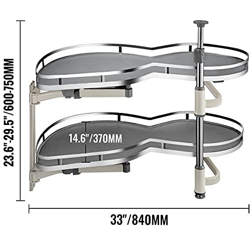 VEVOR Swing Left Blind Corner Cabinet Pull Out for 36 inch Cabinet, 2 Tier Tray Kitchen Soft Close Cloud Organizer Right Handed Open