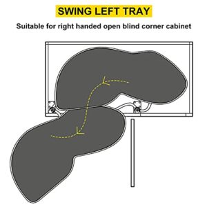 VEVOR Swing Left Blind Corner Cabinet Pull Out for 36 inch Cabinet, 2 Tier Tray Kitchen Soft Close Cloud Organizer Right Handed Open