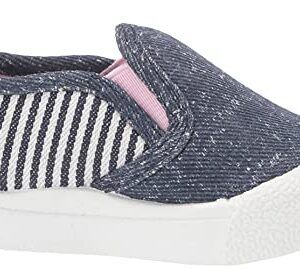 OshKosh B'Gosh Girls Ezma Slip-On Shoe, Navy/White, 10 Toddler