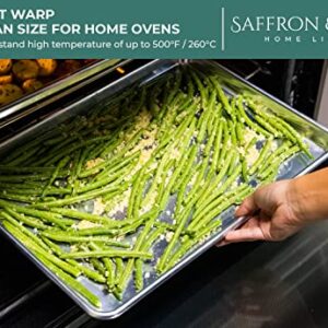 Commercial Quality Cookie Sheet Pan - 2 Pack Aluminum Half Sheet Baking Pan by Saffron & Sage Home Living - This 13x18 Baking Sheet Set is Rust & Warp Resistant, Heavy Duty, of Thick Gauge