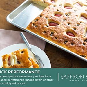 Commercial Quality Cookie Sheet Pan - 2 Pack Aluminum Half Sheet Baking Pan by Saffron & Sage Home Living - This 13x18 Baking Sheet Set is Rust & Warp Resistant, Heavy Duty, of Thick Gauge