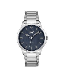 hugo #first men's quartz stainless steel and link bracelet casual watch, color: silver (model: 1530186)