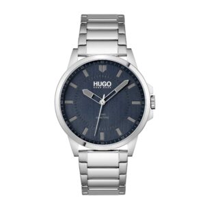 HUGO #First Men's Quartz Stainless Steel and Link Bracelet Casual Watch, Color: Silver (Model: 1530186)