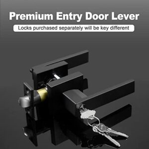 BESTTEN Heavy Duty Entry Door Lever for Exterior and Interior Use, Matte Black Square Door Handle, Commercial and Residential, Monaco Series
