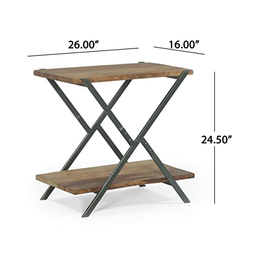 Christopher Knight Home Oxbow Side Table, Grey + Light Walnut