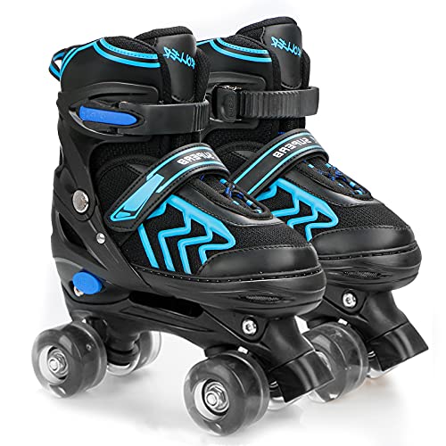 Kids Roller Skates for Boys Girls, Adjustable 4 Size Roller Skates for Men Women with Illuminate Wheels, Small Size - Little Kid