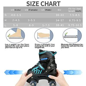 Kids Roller Skates for Boys Girls, Adjustable 4 Size Roller Skates for Men Women with Illuminate Wheels, Small Size - Little Kid