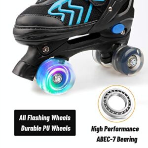 Kids Roller Skates for Boys Girls, Adjustable 4 Size Roller Skates for Men Women with Illuminate Wheels, Small Size - Little Kid