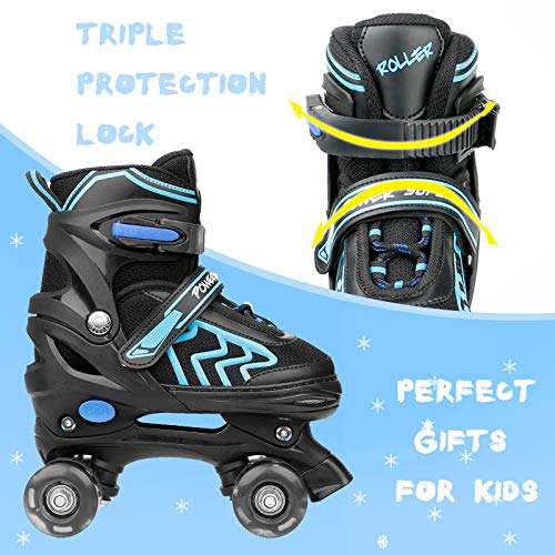 Kids Roller Skates for Boys Girls, Adjustable 4 Size Roller Skates for Men Women with Illuminate Wheels, Small Size - Little Kid