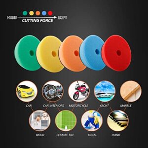 SPTA Mini Polishing Pads, 25mm 50mm 80mm Detailing Polishing Pads Car Detailing Kit Vehicle Buffing Pads Preserving Wax & Polishing Pads Paint Polishing Applicator (32Pcs) For mini Polisher -XBP123M58