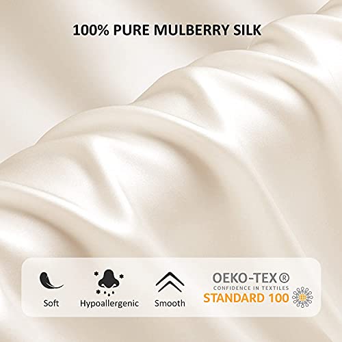 Silk Pillowcase, AYCLIF 100% Mulberry Silk Pillowcase for Hair and Skin, 21 Momme 600 Thread Count Silk Pillow Cases for Women Pillow Covers with Hidden Zipper (King Size/20x36 Inches/Ivory/1 Pack)