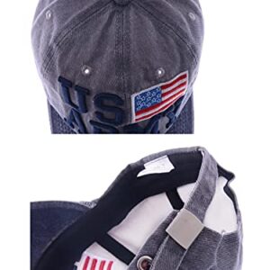 Anna-Kaci USA American Flag Hat for Men and Women US Army Letter Embroidered Color Block Washed Cotton Baseball Cap, Grey