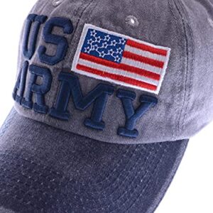 Anna-Kaci USA American Flag Hat for Men and Women US Army Letter Embroidered Color Block Washed Cotton Baseball Cap, Grey