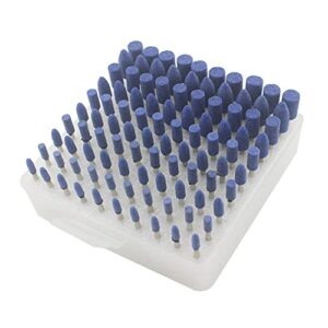 100 pcs 𝐑𝐨𝐭𝐚𝐫𝐲 𝐆𝐫𝐢𝐧𝐝𝐢𝐧𝐠 𝐒𝐭𝐨𝐧𝐞𝐬 - 1/8 inch shank abrasive mounted stone grinding bits for dremel rotary tools (blue)