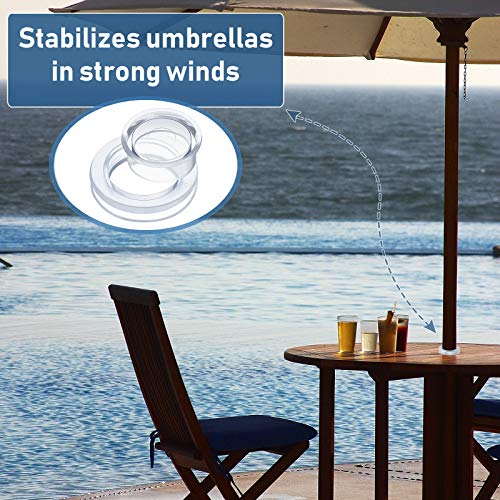 2 Inch Patio Table Umbrella Hole Ring with Cap Set Silicone Transparent Umbrella Thicker Hole Ring Plug and Cap Set for Outdoor Patio Garden Beach Table Umbrella Plug (Clear,1 Set)