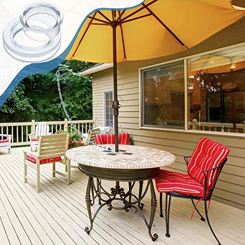 2 Inch Patio Table Umbrella Hole Ring with Cap Set Silicone Transparent Umbrella Thicker Hole Ring Plug and Cap Set for Outdoor Patio Garden Beach Table Umbrella Plug (Clear,1 Set)