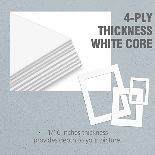 Golden State Art, Pack of 5 Acid Free Bevel Cut 4-Ply Thickness White Core Picture Mats for Photos (White, 11x14 for 8.5x11 Photo)