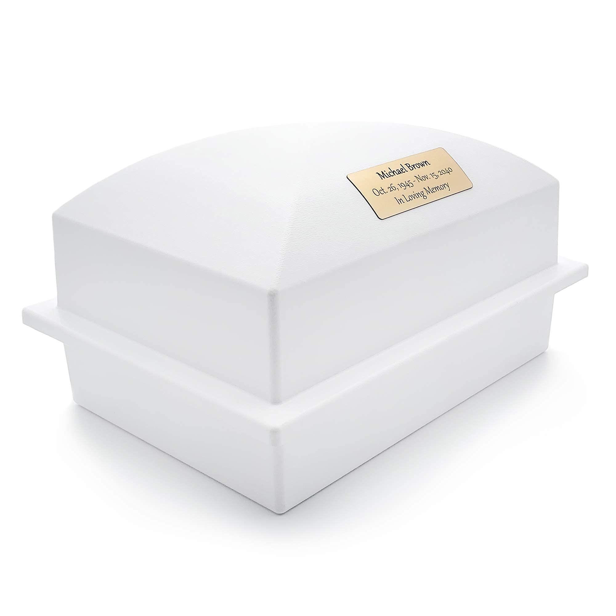 Crowne Vault Custom Engraved Urn Vault for Underground Burial | Fortified Container to Hold Adult Human Ashes and Cremation Urns for Cemetery and Ground Burials | Made in The USA (White, Regent)