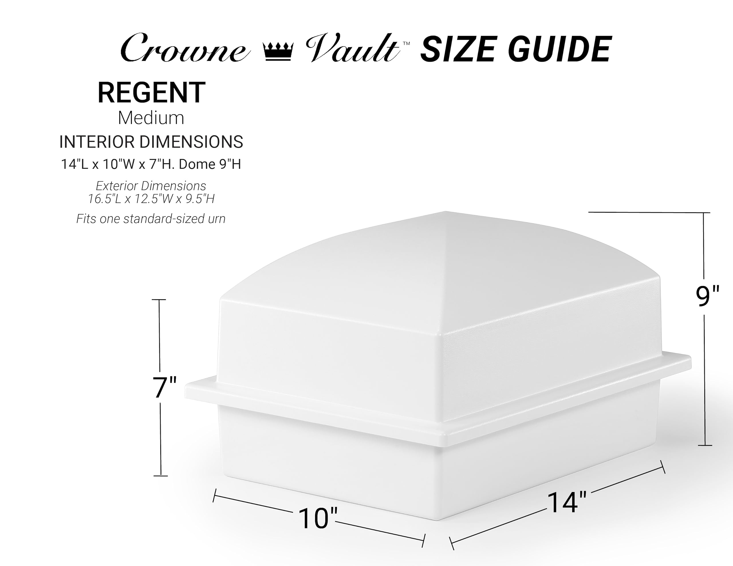 Crowne Vault Custom Engraved Urn Vault for Underground Burial | Fortified Container to Hold Adult Human Ashes and Cremation Urns for Cemetery and Ground Burials | Made in The USA (White, Regent)
