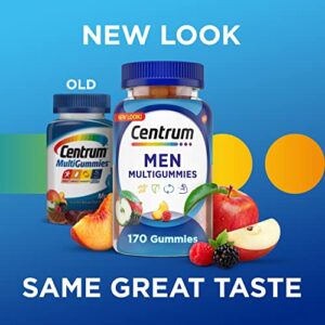 Centrum MultiGummies Gummy Multivitamin for Men, Multivitamin/Multimineral Supplement with Selenium, Antioxidants and Vitamin D3, Assorted Fruit Flavor - 170 Count